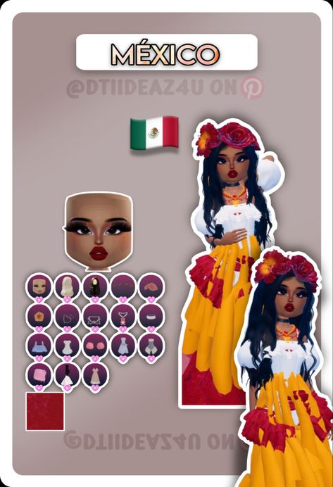 • 🏵️ • - #fyp #dti #dresstoimpress #dress #to #impress #roblox #dtiideas #aesthetic #outfitideas #dresstoimpressideas #idea #board #pin #robloxpin #robloxdti #robloxdresstoimpress Your Culture Dress To Impress, Mariachi Dress, Mexico Dress, Culture Dress, Mexico Culture, Board Pin, Dti Outfits, Idea Board, Art Fashion