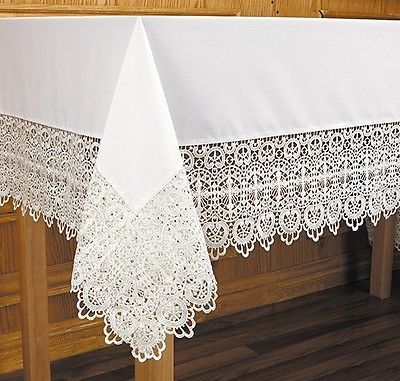 ALTAR-LINEN-CATHOLIC-ALTAR-Lace-trimmed-BUDDED-CROSS-with-Catholic-Bible-Stand Cross Altar, Dia De Los Muertos Decorations Ideas, Communion Table, Bible Stand, Catholic Altar, Church Altar, Church Furniture, In Remembrance Of Me, Catholic Bible