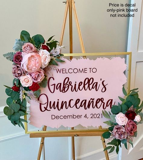 Quinceanera Sign, 15 Party Ideas Quinceanera, Gold Quinceanera Theme, Plexiglass Sign, Enchanted Forest Quinceanera Theme, Rose Gold Quinceanera, Quince Decor, Sweet 15 Party Ideas Quinceanera, Sweet 15 Party Ideas