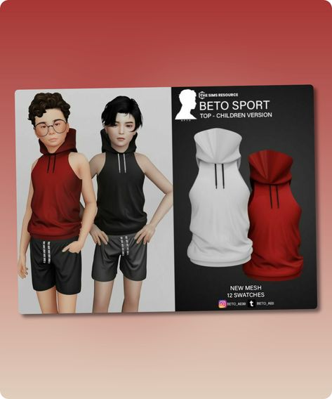 Sims 4 Clothing CC: Beto Sport  TOP Children Version Sims 4 Male, Sporty Clothes, Sims 4 Cc Download, Dino Shirt, Sims 4 Teen, Everyday Clothing, Shirt For Boys, Best Sims, Cc Sims