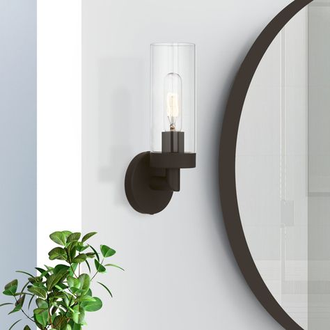 Willa Arlo Interiors Quinnville Steel Armed Sconce & Reviews - Wayfair Canada Matte Black Sconces Bathroom, Black Wall Sconces Bathroom, Bathroom Sconces Single Vanity, Modern Farmhouse Sconces, Black Sconces Bathroom, Black Bathroom Sconces, Bathroom Sconces Black, Farmhouse Sconces, Bathroom Lighting Sconces