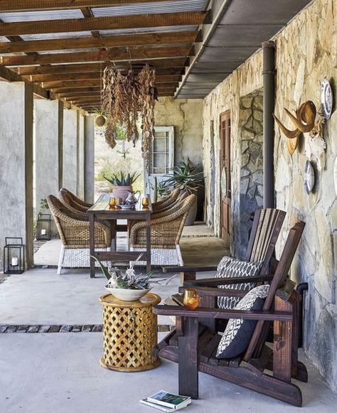 Karoo Farmhouse, South African Decor, Farmhouse Interior Design, Afternoon Sun, African Decor, Farmhouse Interior, Small Patio, Porch Patio, Outdoor Life