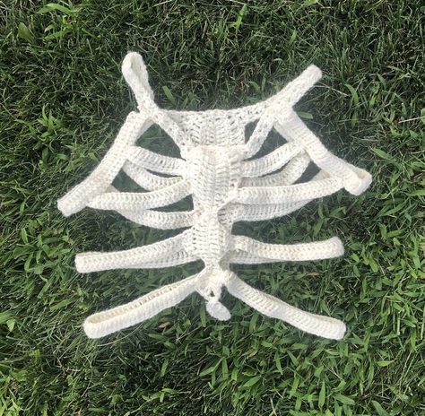 Strange Crochet Projects, Crochet Skeleton Vest, Greyday 2023, Skeleton Vest, Future Mai, Strange Crochet, Alt Crochet, Cosplay Crochet, Crochet Skeleton