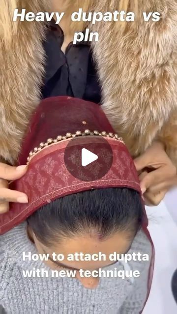 Heena Makeover on Instagram: "Dupatta  setting kaise Karte hai 🤔🤔
#dupattastyle #dreppingdupattas #hevydupatta #treandingreels ‼️
#esiorvideoskyliyelikeandsharekre✅
@looks_beauty_parlour1_hr 
@heena.makeupstudio 
Jai mata di 🧿🙏" Hairstyle With Dupatta, Dupatta Draping Styles On Head, Dupatta On Head Style, Dupatta On Head, Grand Dresses, Dupatta Setting, Dupatta Draping Styles, Dupatta Styling, Dupatta Draping