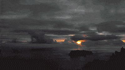 …or bright orange fireworks. Sunset Animated, Weather Gif, Sunset Gif, Animated Pictures, Clouds In The Sky, Time Lapse Photography, Good Morning World, Dusk To Dawn, Moving Pictures