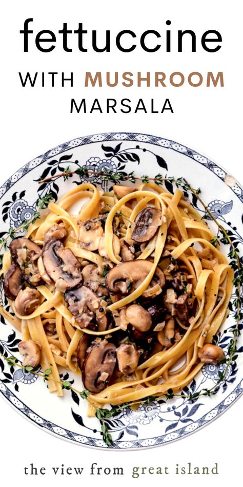 Fettuccine with Mushroom Marsala is a simple, elegant, restaurant style pasta that’s ready in no time, so you can enjoy a gourmet meal any day of the week. #pasta #mushroom #fettuccine #marsalasauce #dinner Pasta Mushroom, Mushroom Fettuccine, Marsala Pasta, Mushroom Marsala, Gourmet Pasta, Pasta Sides, Pasta Dinner Recipes, Easy Pasta Recipes, Delicious Dinner Recipes