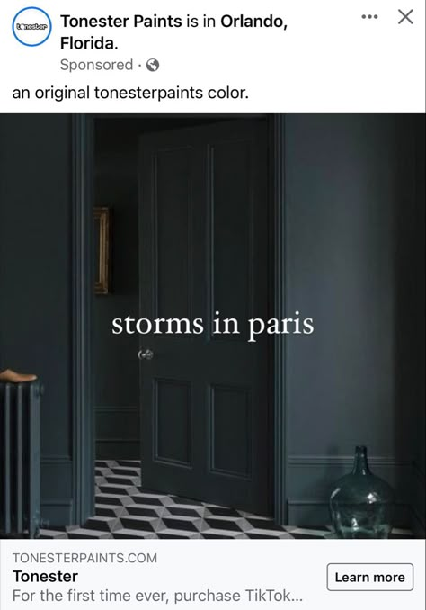 Provincetown Interior Design, Moody Paint Colors For Bedroom, Witchy Bedroom Paint Colors, Moody Dark Paint Colors, Gothic Paint Colors Dark Walls, Dark Door Colors, Gothic Bedroom Paint Colors, Storm In Paris Paint Color, Behr Dark Paint Colors