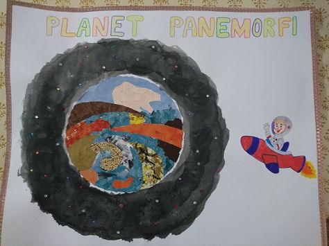 Project on imaginary planet Imaginary Planet, Planet Ideas, Planets, Drawings, Birthday, Color