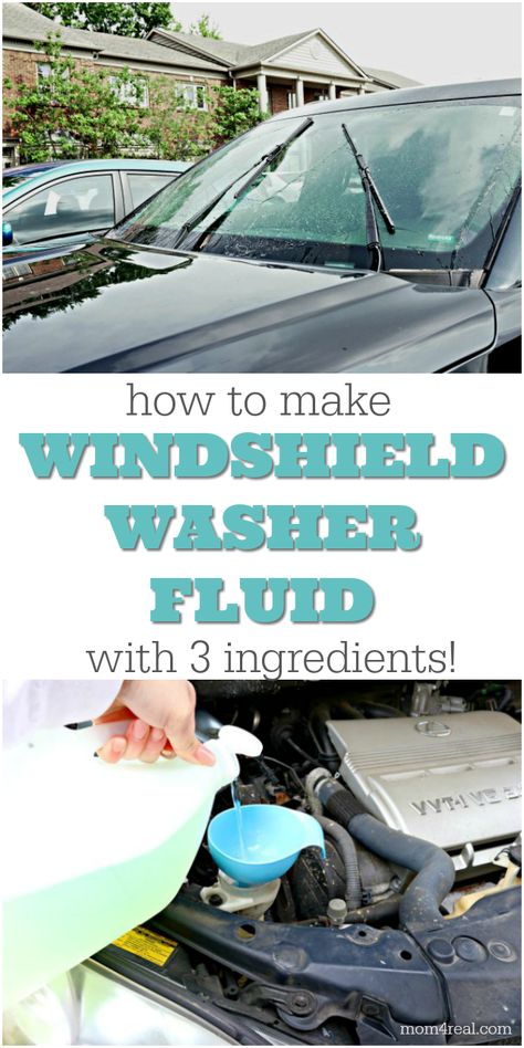 Windshield washing fluid is a necessity for any driver, and this tutorial will show you How to Make Windshield Washer Fluid with only 3 ingredients that you may already have in your pantry! #windshieldwasher #carcleaning #cleaningtip #windshield #automobile via @Mom4Real Washer Fluid For Car, Diy Washer Fluid For Car, Windshield Washer Fluid Diy, Homemade Windshield Washer Fluid, Homemade Toilet Cleaner, Windshield Cleaner, Hardwood Floor Cleaner, Windshield Washer Fluid, Cleaning Painted Walls