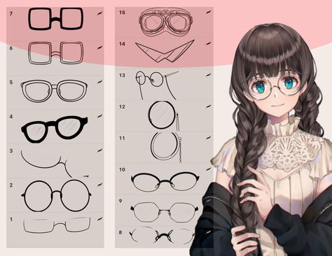 Create cute digital art with these 15 anime glasses procreate stamps! Perfect for adding personality to your illustrations. #procreate #digitalart #anime . #Croquis #Anime_Glasses_Drawing_Reference #How_To_Draw_Shades_Glasses #Glasses_Digital_Art_Tutorial Glasses Anime Reference, Anime Glasses Drawing Reference, Glasses Digital Art Tutorial, Face With Glasses Reference, Person With Glasses Drawing, How To Paint Glass Digital Art, How To Draw Glasses Anime, Anime Glasses Reference, Glasses Art Reference