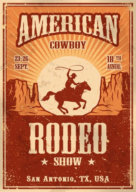 Cowboy Poster, Rodeo Poster, Cowboy Posters, Western Posters, Vintage Paper Textures, Arte Nerd, American Cowboy, Wilde Westen, Old Western