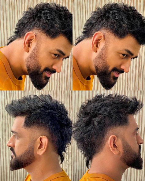 chakri Dhoni 🔵 shared a photo on Instagram: “New hairstyle of Ms Dhoni 😍🔥💥 Pc: @aalimhakim” • See 2,712 photos and videos on their profile. Haldi Poses For Bride, Medium Fade Haircut, Modern Mullet Haircut, Long Curly Hair Men, Men Fade Haircut Short, Mens Hairstyles Curly, Dhoni Quotes, Hear Style, Monochrome Makeup Look