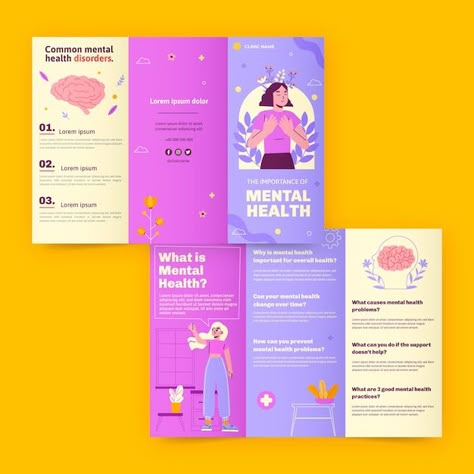 Therapy Brochure Design, Information Pamphlet Design, Brochure Infographic Design, Health Brochure Design Layout, Educational Brochure Design Ideas, Mental Health Brochure Layout, Brochure Design Education, Cute Pamphlet Design, Event Booklet Design