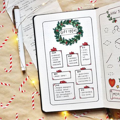 Bullet Journal Christmas Gift List, Bullet Journal Christmas, December Bullet Journal, Bullet Journel, Bullet Journal Set Up, Creating A Bullet Journal, Bullet Journal Hacks, Christmas Journal, Bullet Journal Mood