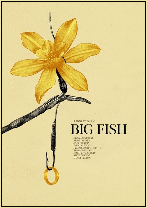 Big Fish Movie Poster, Poster Art Aesthetic, Big Fish Movie, Alison Lohman, Billy Crudup, Tim Burton Films, Tim Burton Movie, Music Festival Poster, Fish Wallpaper