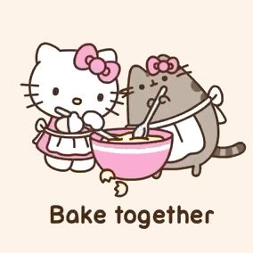 kawaii princess — bake together💗🧁 hello kitty x pusheen(⌒▽⌒) Pusheen And Hello Kitty, Hello Kitty And Pusheen, Hello Kitty Gif, Hello Kitty X Pusheen, Kitty Gif, Gif Kawaii, Elephant Coloring, Cartoon Gif, Homeschool Calendar