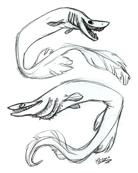 Frilled Shark by Polarkeet.deviantart.com on @deviantART Frilled Shark, Sea Creatures Drawing, Shark Drawing, Shark Coloring Pages, Shark Art, Shark Tattoos, Cartoon Fish, Creature Artwork, Creature Drawings