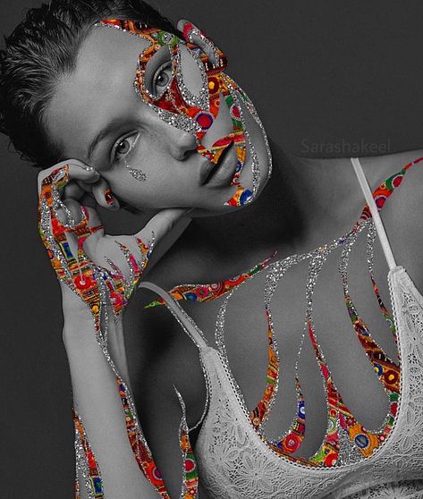 Instagram Award, Sara Shakeel, Art Final, Glitter Art, Splash Of Colour, A Kiss, Bella Hadid, Collage Art, Painting & Drawing