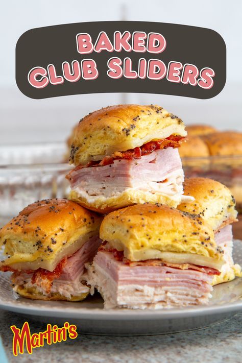 Baked Club Sliders, Club Sliders, Patty Melt Recipe, Game Day Food Ideas, Slider Recipe, Baked Sandwiches, Sliders Sandwiches, Easy Slider, Easy Slider Recipes