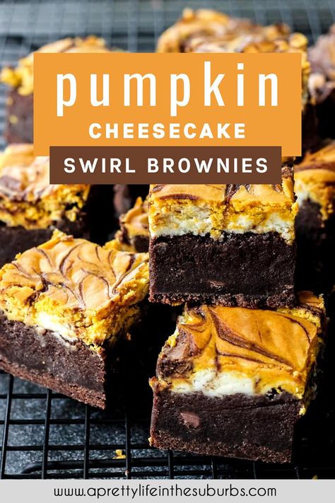 Pumpkin Cheesecake Swirl, Pumpkin Cheesecake Brownies, Cheesecake Swirl Brownies, Cream Cheese Swirl, Cheesecake Brownies Recipe, Pumpkin Brownies, Cream Cheese Brownies, Pumpkin Cream Cheese, Pumpkin Cheesecake Recipes