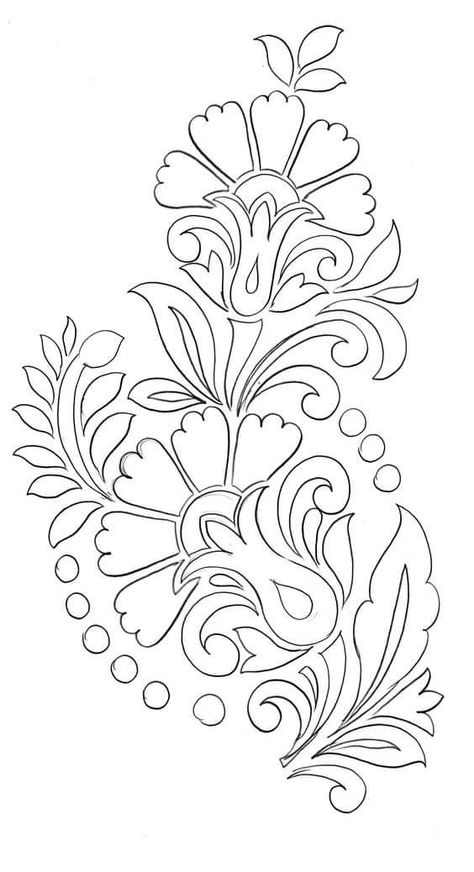 Fly Stitch Leaf Filling Design In Aari, Alpona Design Drawing, Flower Pattern Embroidery Templates, Embroidery Motifs Drawing, Fabric Painting Motifs, Hand Embroidery Patterns Flowers Drawings, Bordado Jacobean, Floral Design Drawing, Seni Resin