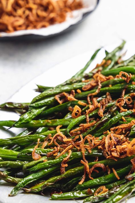 Warm Green Bean Salad, The Original Dish, Caramelized Onions Recipe, Buttermilk Dressing, Crispy Shallots, Roasted Green Beans, Holiday Side Dishes, Green Bean Recipes, Shallots