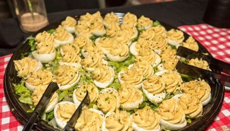 Creole Deviled Eggs, Dinosaur Deviled Eggs, Eggs Creole, Dinosaur Recipes, Red Potatoes Roasted, Dinosaur Bbq, Classy Appetizers, Eggs Deviled, Veg Salad