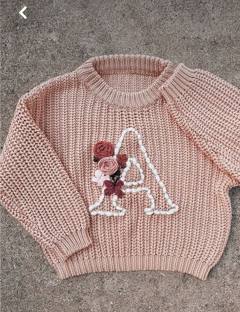 Embroider Sweater With Yarn, Embroider Baby Sweater, How To Hand Embroider A Sweater, Embroidery Baby Sweater, Boys Embroidered Sweater, Embroider Sweaters, Yarn Embroidery On Sweater, Sweater Embroidery Ideas, Embroidered Sweater Diy