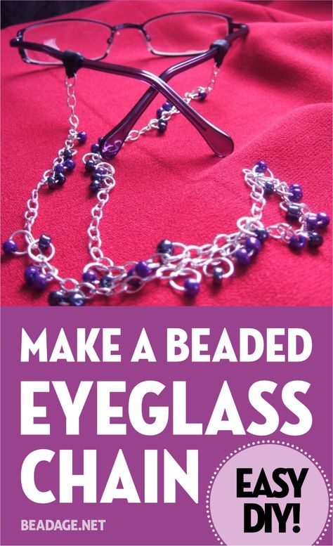 Diy Chain Necklace Tutorials, Diy Glasses Chain, Glasses Chain Diy, Jewelry Making For Beginners, Glasses Holder Necklace, Diy Glasses, Eyeglass Jewelry, Eyeglass Chain Holders, Beaded Sunglasses