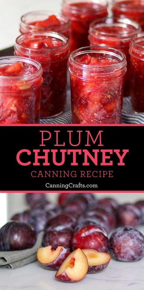 Plum Chutney Recipes, Canning Plums, Plum Chutney, Canned Plums, Plum Jam Recipes, Plum Recipes, Canning Recipe, Jam Recipes Homemade, Relish Recipes