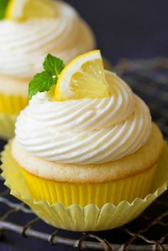 lemon cupcakes Lemon Buttercream Frosting, Lemon Cakes, Lemon Dessert, Lemon Buttercream, White Frosting, Lemon Cupcakes, Pumpkin Recipes Dessert, Cooling Rack, Cooking Classy