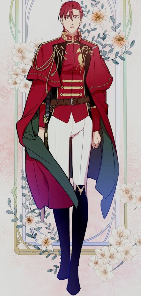 A Red Knight Does Not Blindly Follow Money Royal Clothing Reference, Red And Black Prince Outfit, Manhwa Knight Outfit, Knight Outfit Men Drawing, Knight Casual Outfit, Royal Knight Aesthetic Male, Red Suit Drawing, Royal Knight Outfit, Princess Knight Aesthetic