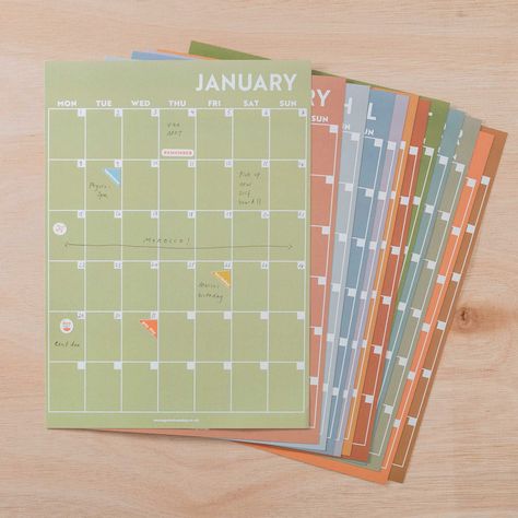 Undated monthly wall planner with surf theme, A4 size, 12 pages, no #Condo_Room #College_Wishlist #Corner_Stickers #Full_Year_Calendar Wall Calendar Aesthetic, Condo Room, College Wishlist, Summer Magazine, Future Scientist, Corner Stickers, Calendar Aesthetic, Aesthetic Calendar, Weekly Planner Pad