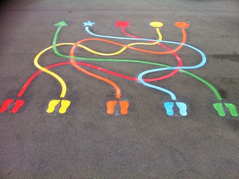 Kindergarten Play Area Designs 3 Yard Games For Kids, Playground Painting, Playground Flooring, Playground Games, Gross Motor Activities, School Playground, School Yard, Yard Games, Sidewalk Chalk