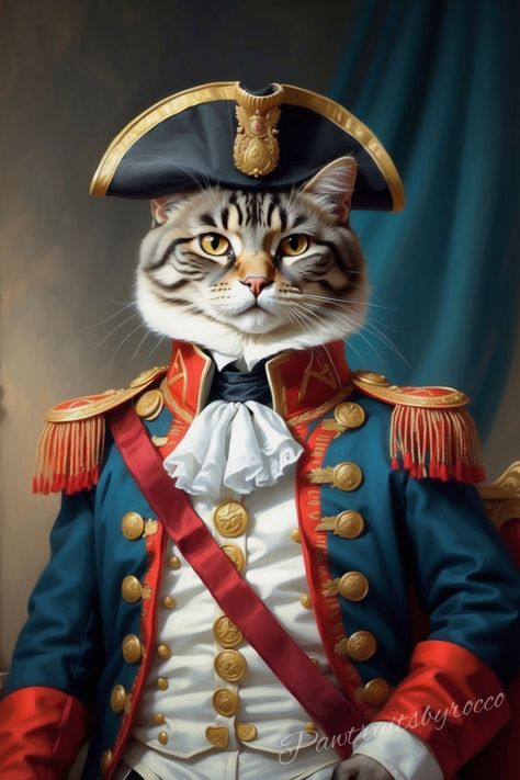 Napoleon Cat, Royal Dog Portrait, Elizabeth Coronation, Royal Dog, Royal Pet Portrait, Beautiful Oil Paintings, Pet Art, Cat Portrait, Cat Doll