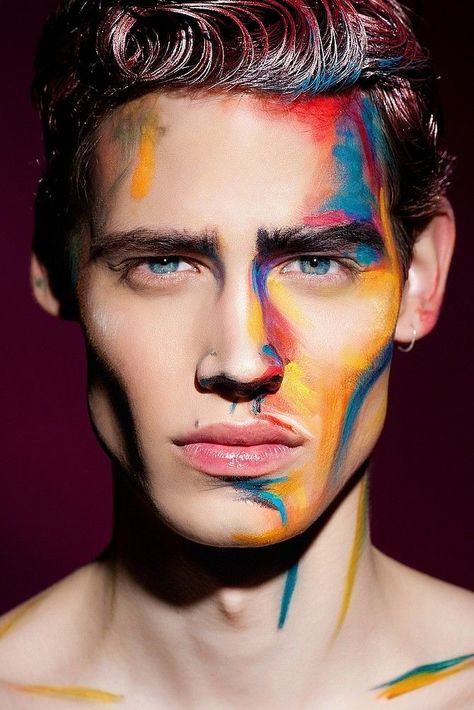 Moises Ramírez 2015 - Man with Face Paint Glam Rock Makeup, Editorial Make-up, Fantasy Make-up, Rock Makeup, Smink Inspiration, Male Makeup, Foto Tips, Arm Tattoos, Festival Makeup