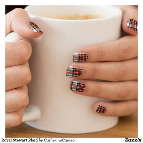 Royal Stewart Plaid Minx Nail Art Plaid Nail Designs, Stewart Plaid, Cosmo And Wanda, Red Christmas Nails, Plaid Nails, Minx Nails, Preppy Vintage, Christmas Nails Acrylic, Nail Ring