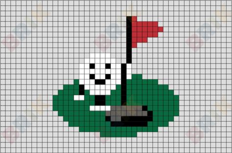 Golf Perler Bead Patterns, Golf Perler Beads, Spring Pixel Art, Golf Needlepoint, Teacher Presents, Pixel Art Designs, Graph Patterns, Crochet Christmas Gifts, Pixel Art Templates