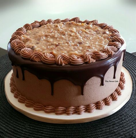 Decorated German Chocolate Cake Ideas, German Chocolate Cake Designs, Fancy German Chocolate Cake, Decorated German Chocolate Cake, German Chocolate Cake Decorated, German Chocolate Grooms Cake, German Chocolate Wedding Cake, Chocolate Birthday Cake For Men, German Chocolate Birthday Cake