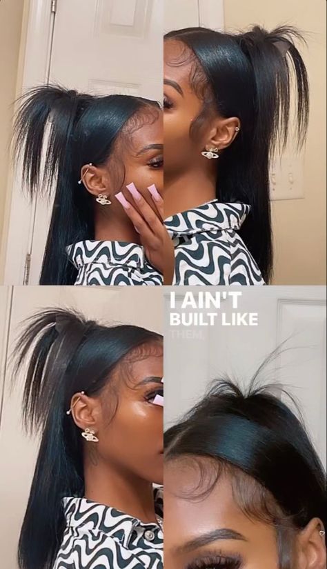 Tap In Hairstyles, Claw Clip Hairstyles Black Women Straight Hair, Easy Wig Styles, Flicked Out Hairstyles, V Part Wig Hairstyles, Styles For Straight Hair Black Women, Spiky Claw Clip Hair, Easy Wig Hairstyles, Spiky Half Up Half Down