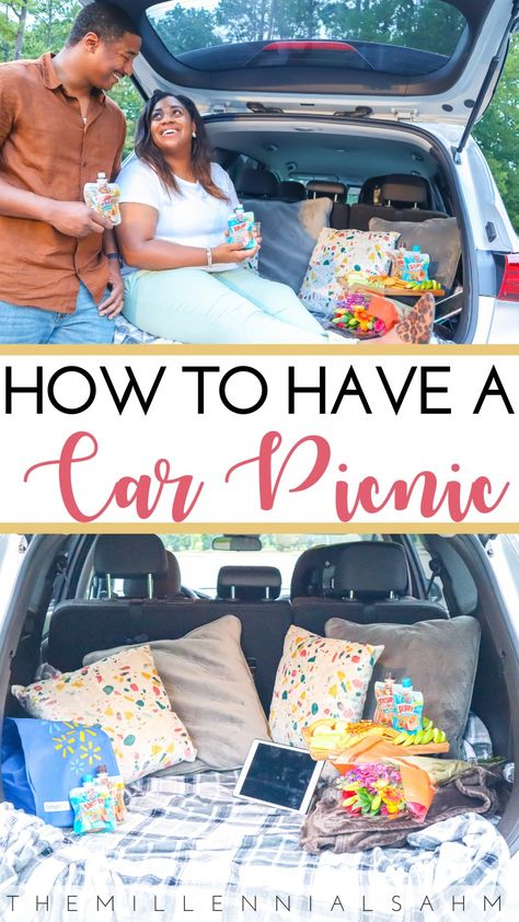 #AD Sharing three simple tips for having an easy car picnic date with your spouse on the blog. Be sure to grab a few @Skippy® Peanut Butter Squeeze Packs from your local @Walmart. #GoToYourSKIPPYPlace #skippypeanutbutterspread #skippysqueezepacks Backseat Car Picnic, Suv Picnic Date, Picnic In Car Ideas, Simple Picnic Date Ideas, Car Picnic Food, Car Picnic Ideas, Back Of Car Picnic, Car Picnic Date Ideas, Car Picnic Date