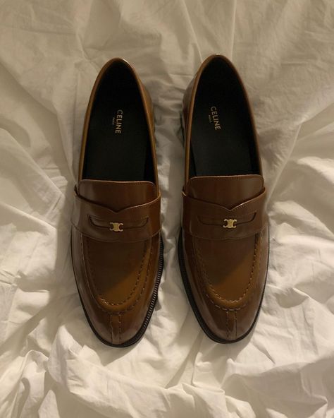 Celine loafers Celine Loafers Women, Celine Loafers, Luxury Brown Spring Loafers, Luxury Chic Brown Loafers, Luxury Timeless Brown Loafers, Brown Classic Luxury Loafers, Walk A Mile, Black Flats, Cute Shoes