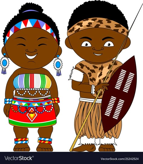 African Couple, Cartoon Sea Animals, Kids Around The World, African Children, Aboriginal People, African Clothes, African People, Kids Clipart, African Masks