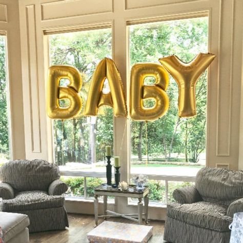 BABY Giant Balloons Gold 40" Letter - Big Gold Balloons- Baby Balloon Letters- 40 inch Balloon Lette Baby Balloons, Trendy Balloons, Gold Letter Balloons, Gold Foil Balloons, Shower Balloons, Baby Letters, Baby Balloon, Baby Announcement Photos, Silver Balloon