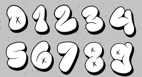 Vector set bubble graffiti font numbers ... | Premium Vector #Freepik #vector #book #english #trendy #round Graffiti Lettering And Numbers, Graffiti Bubble Numbers, Graffiti Letters And Numbers, Different Fonts For Numbers, Throw Up Graffiti Numbers, How To Draw Bubble Numbers, Grafitti Numbers Design, Graffiti Numbers Style, Numbers Grafitti