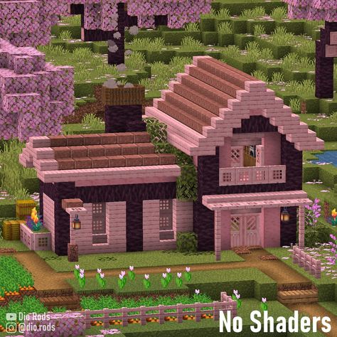 Dio Rods (@dio.rods) • Instagram photos and videos Enchantment Table House Minecraft, Starter Cherry Blossom House Minecraft, Pink Minecraft House Cottage, Simple Cute Minecraft Houses, Casa No Minecraft, Casas Do Minecraft, Minecraft Houses Pink, Minecraft Houses Cute, Cute Pink Minecraft House