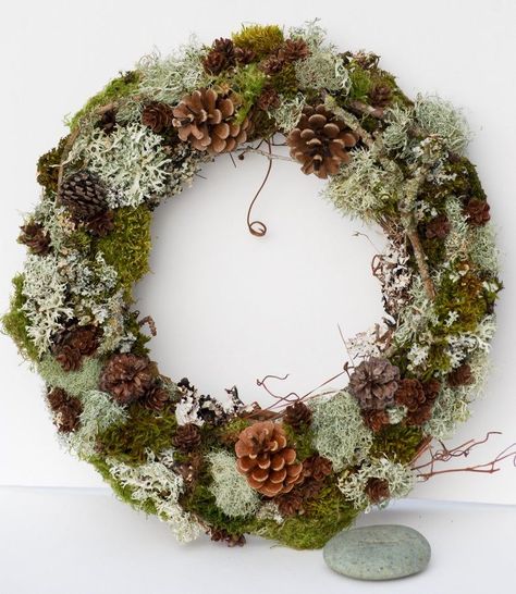 Moss Wreaths, Wall Wedding Decor, Moss Christmas, Forest Wreath, Pinecone Wreaths, Willow Wreath, Natural Forest, Moss Wreath, Twig Art