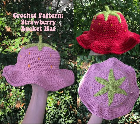 strawberry bucket hat Crochet Fruit Hat Pattern Free, Bucket Hat Pattern Crochet Free, Baby Bucket Hat Crochet Pattern Free, Strawberry Crochet Bucket Hat, Strawberry Bucket Hat Crochet Pattern, Crochet Baby Bucket Hat, Crochet Bucket Hat Pattern Free, Strawberry Bucket Hat Crochet, Bucket Hat Crochet Pattern Free