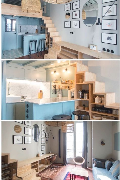 Small Loft Spaces, Small Loft Apartments, Tiny Loft, Mini Loft, Tiny House Interior Design, Tiny House Loft, Deco Studio, Small Loft, Tiny Apartments