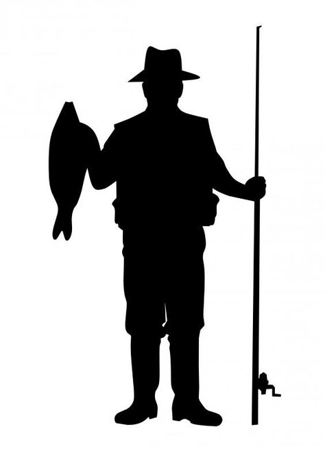 Free Stock Photo of Fisherman Silhouette Fisherman Cake Topper Printable, Fisherman Cake Topper, Fisherman Silhouette, Father's Day Painting, Person Silhouette, Fish Stencil, Fishing Theme Party, Silhouette People, Diy Glass Bottle Crafts